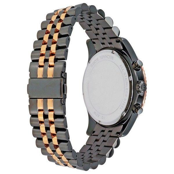  Shop Authentic Michael Kors Lexington Chronograph Black Dial Two Tone Steel Strap Watch for Men - MK8561 - Luxxuri