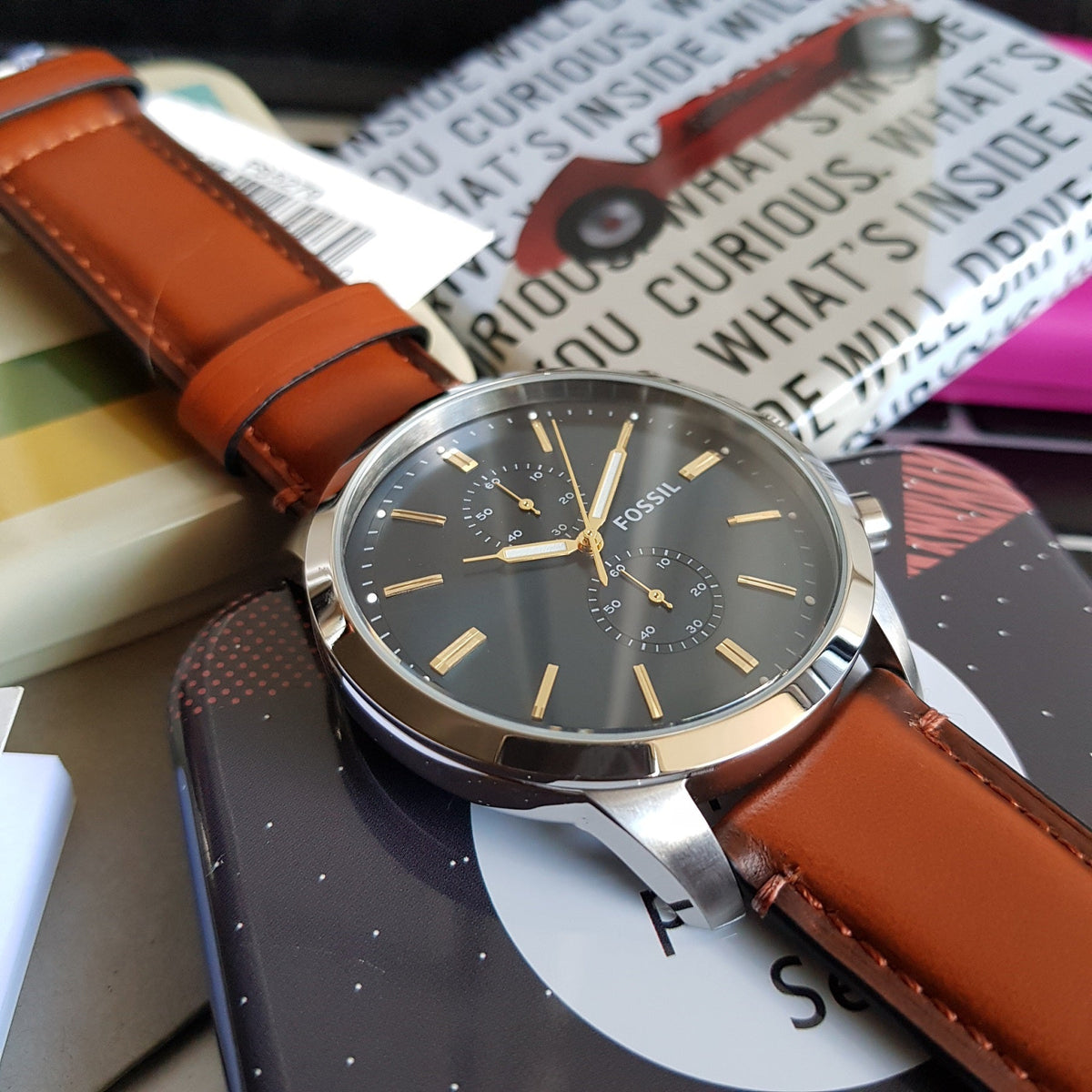  Shop Authentic Fossil Townsman Chronograph Blue Dial Brown Leather Strap Watch for Men - FS5279 - Luxxuri