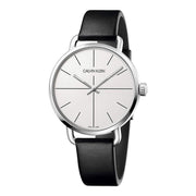  Shop Authentic Calvin Klein Evan White Dial Black Leather Strap Watch for Women - K7B231CY - Luxxuri