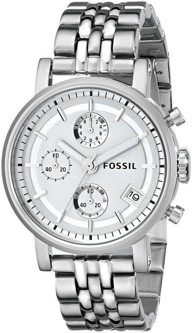  Shop Authentic Fossil Boyfriend Chronograph Silver Dial Silver Steel Strap Watch for Women - ES2198 - Luxxuri