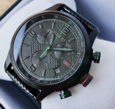  Shop Authentic Gucci G Timeless Quartz Chronograph Black Dial Black Leather Strap Watch For Men - YA126244 - Luxxuri