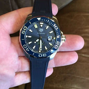  Shop Authentic Tag Heuer Aquaracer Calibre 5 Automatic Blue Dial Blue Rubber Strap Watch for Men - WAY201B.FT6150 - Luxxuri