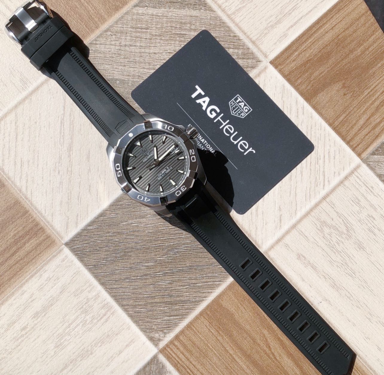  Shop Authentic Tag Heuer Aquaracer Caliber 5 Automatic Black Dial Black Rubber Strap Watch for Men - WAY2113.FT8021 - Luxxuri