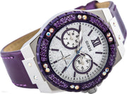  Shop Authentic Guess Limelight Quartz Silver Dial Purple Leather Strap Watch For Women - W0775L6 - Luxxuri