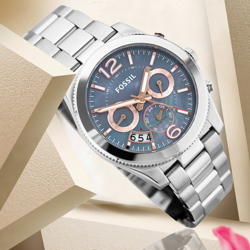  Shop Authentic Fossil Perfect Boyfriend Mother of Pearl Blue Dial Silver Steel Strap Watch for Women - ES3880 - Luxxuri