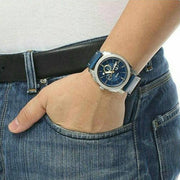  Shop Authentic Fossil Machine Chronograph Blue Dial Blue Leather Strap Watch for Men - FS5262 - Luxxuri