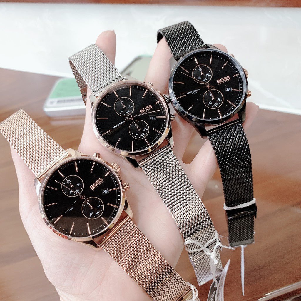  Shop Authentic Hugo Boss Associate Black Dial Silver Mesh Bracelet Watch for Men - 1513805 - Luxxuri