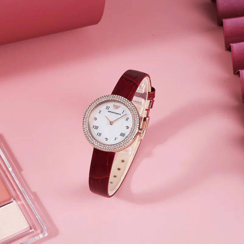  Shop Authentic Emporio Armani Rosa Two Hand White Dial Red Leather Strap Watch For Women - AR11357 - Luxxuri