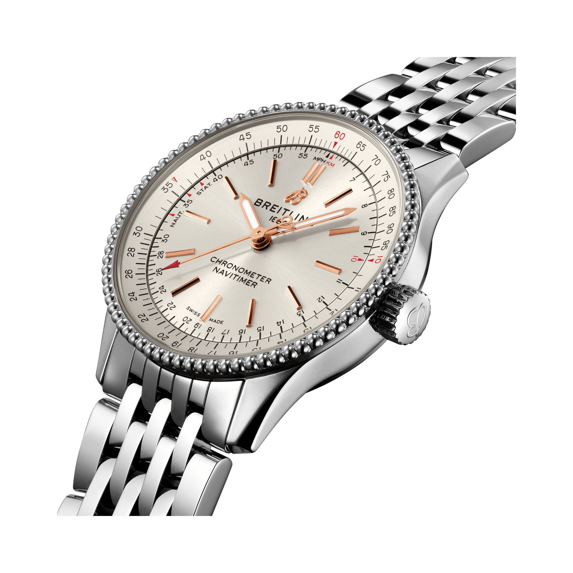  Shop Authentic Breitling Navitimer Automatic 35 White Dial Silver Steel Strap Watch for Men - A17395F41G1A1 - Luxxuri