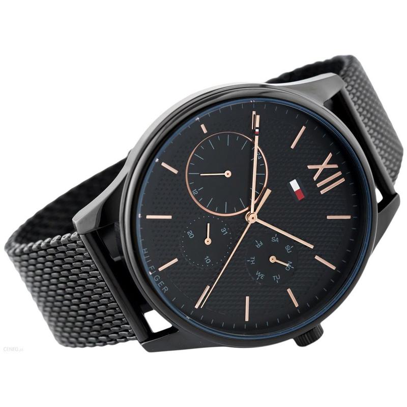 Shop Authentic Tommy Hilfiger Damon Quartz Black Dial Black Mesh Bracelet Watch for Men - 1791420 - Luxxuri