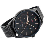  Shop Authentic Tommy Hilfiger Damon Quartz Black Dial Black Mesh Bracelet Watch for Men - 1791420 - Luxxuri