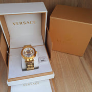 Shop Authentic Versace V Racer Chronograph White Dial Gold Steel Strap Watch for Men - VBR060017 - Luxxuri