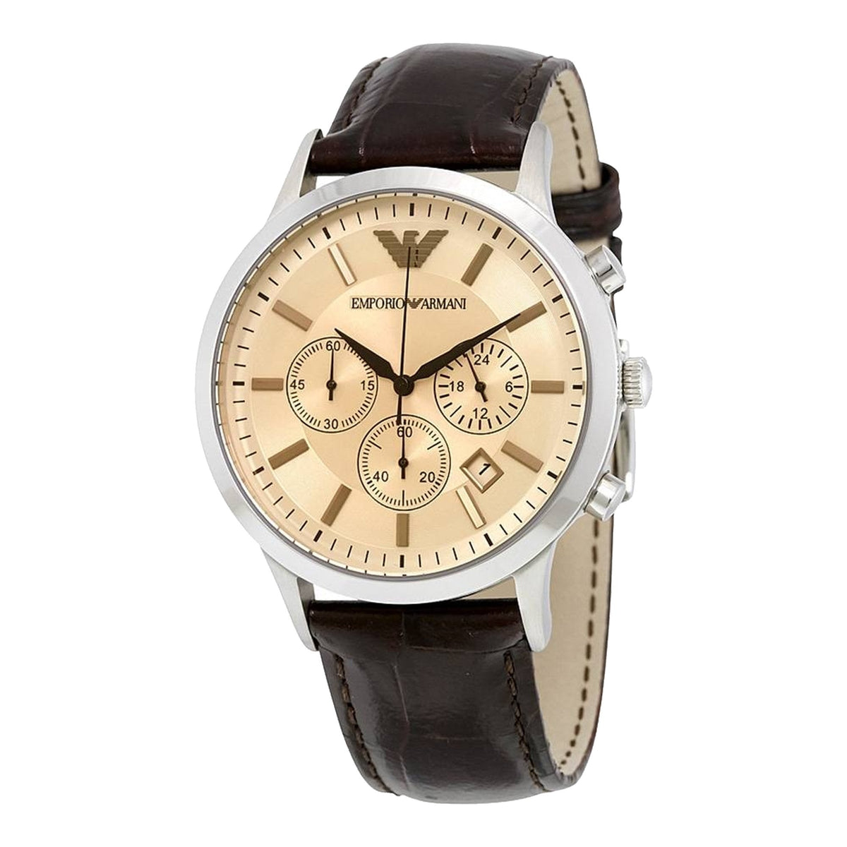  Shop Authentic Emporio Armani Classic Chronograph Beige Dial Brown Leather Strap Watch For Men - AR2433 - Luxxuri