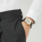  Shop Authentic Emporio Armani Luigi Skeleton Silver Dial Black Leather Strap Watch For Men - AR60007 - Luxxuri