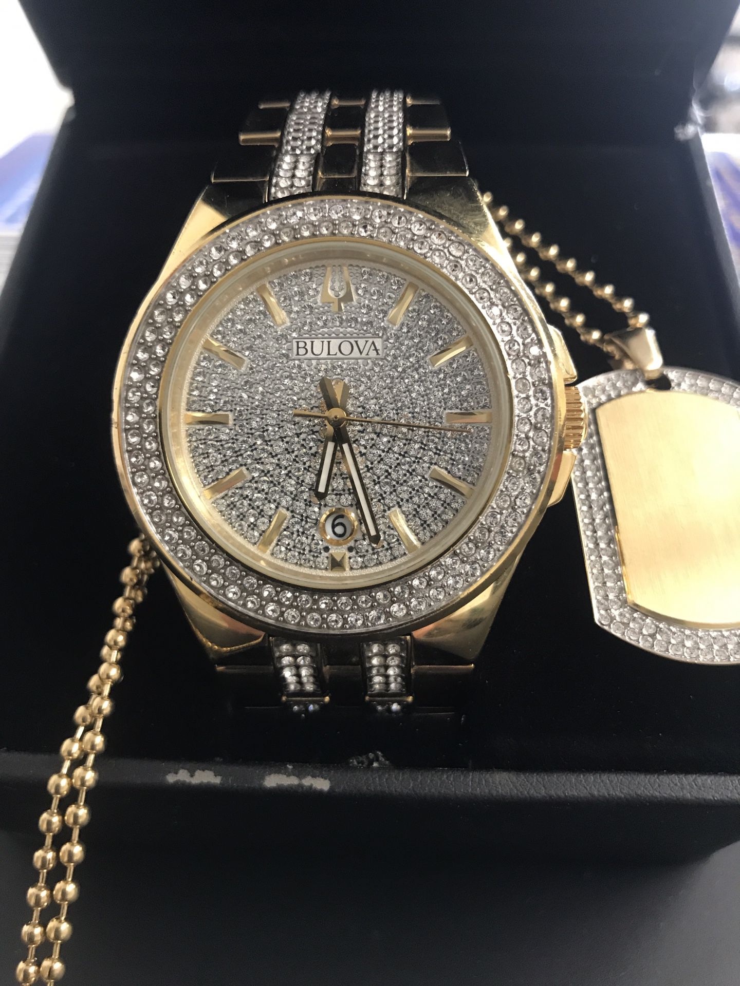  Shop Authentic Bulova Crystal Collection Silver Dial Two Tone Steel Strap Watch for Men - 98K102 - Luxxuri