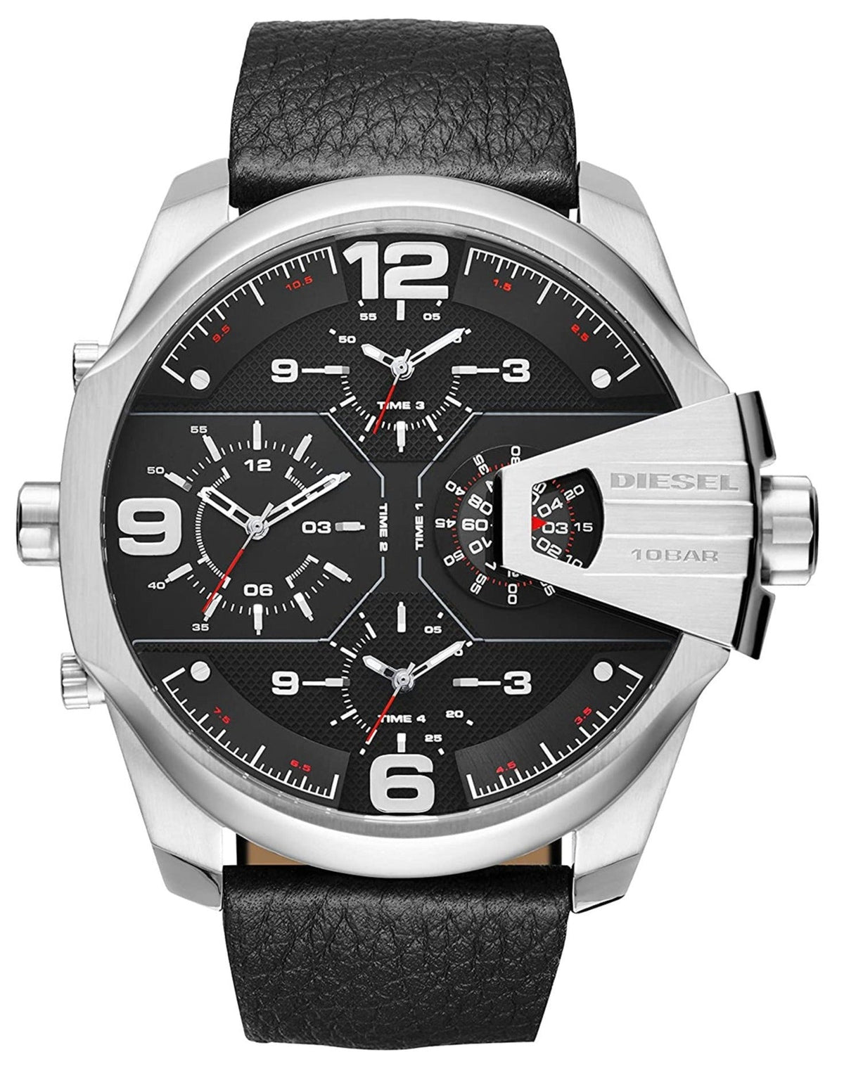  Shop Authentic Diesel Uber Chief Oversized 4 Time Black Dial Leather Strap Watch For Men - DZ7376 - Luxxuri