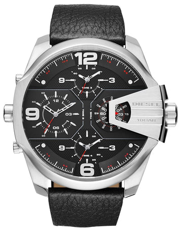  Shop Authentic Diesel Uber Chief Oversized 4 Time Black Dial Leather Strap Watch For Men - DZ7376 - Luxxuri