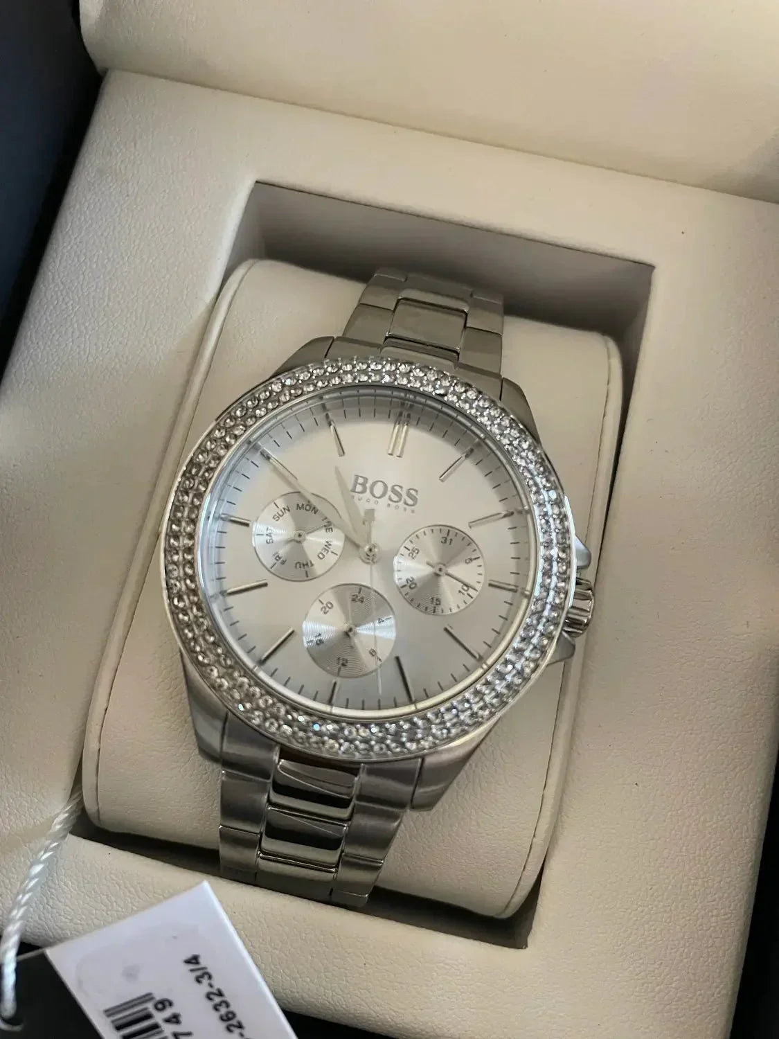  Shop Authentic Hugo Boss Premiere Silver Dial Silver Steel Strap Watch for Women - 1502442 - Luxxuri