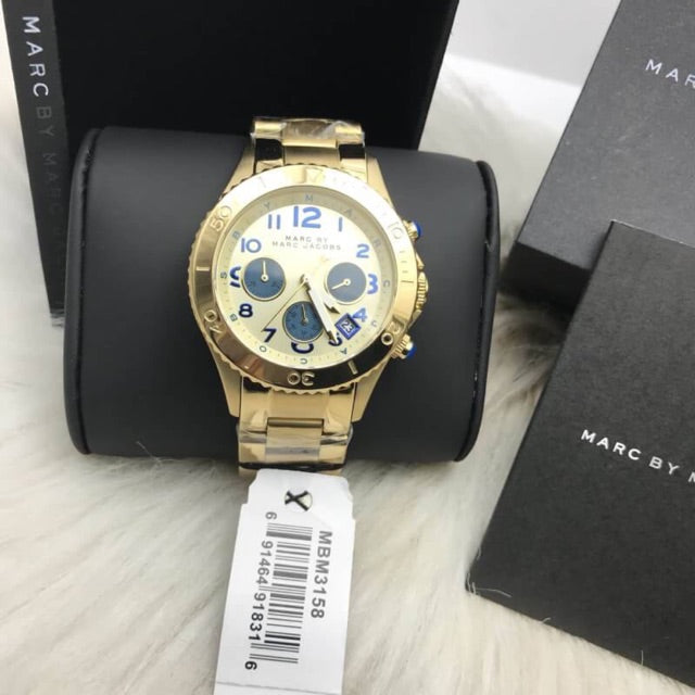  Shop Authentic Marc Jacobs Rock Metal Chronograph Gold Dial Gold Steel Strap Watch for Men - MBM3158 - Luxxuri