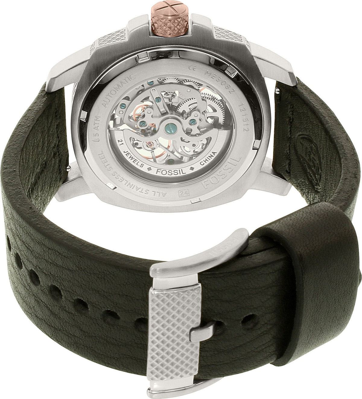  Shop Authentic Fossil Modern Machine Automatic Skeleton Dial Black Leather Strap Watch for Men - ME3082 - Luxxuri