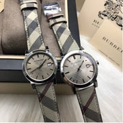  Shop Authentic Burberry The City Nova Beige Dial Grey Leather Strap Watch for Women - BU9023 - Luxxuri