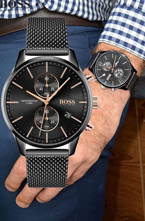  Shop Authentic Hugo Boss Associate Black Dial Black Mesh Bracelet Watch for Men - 1513811 - Luxxuri