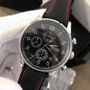 Shop Authentic Hugo Boss Navigator Black Dial Black Leather Strap Watch for Men - 1513535 - Luxxuri
