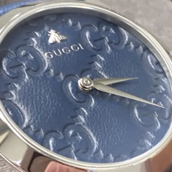  Shop Authentic Gucci G Timeless Quartz Blue Dial Blue Leather Strap Watch For Men - YA1264032 - Luxxuri