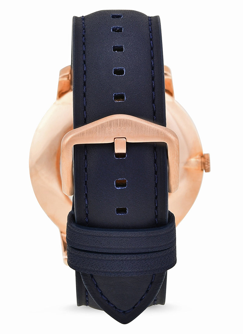 Shop Authentic Fossil The Minimalist Slim White Dial Blue Leather Strap Watch for Men - FS5371 - Luxxuri