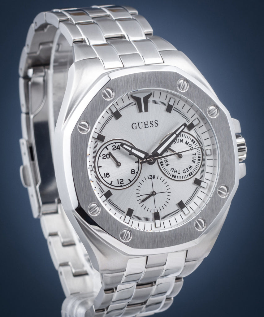  Shop Authentic Guess Analog Quartz Silver Dial Silver Steel Strap Watch For Men - U0377G1 - Luxxuri