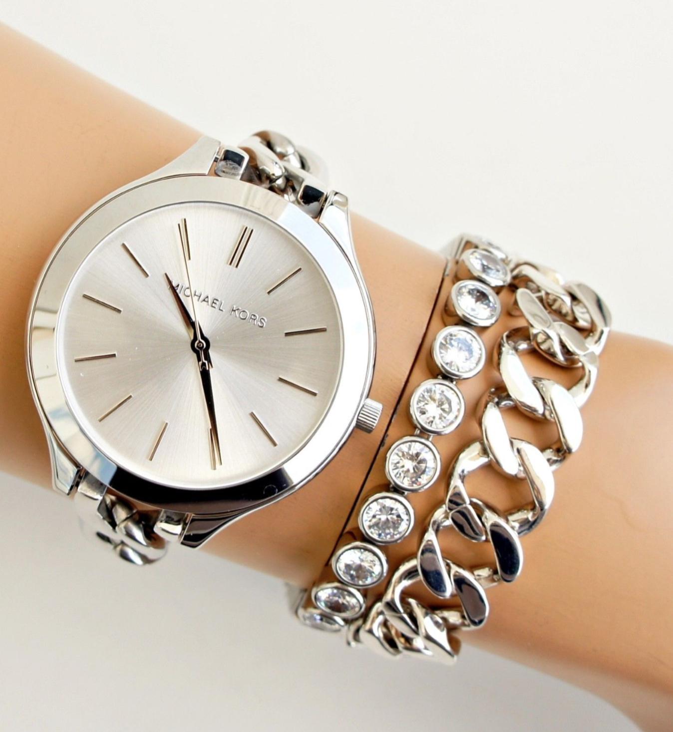  Shop Authentic Michael Kors Slim Runway Silver Dial Silver Steel Strap Watch for Women - MK3279 - Luxxuri