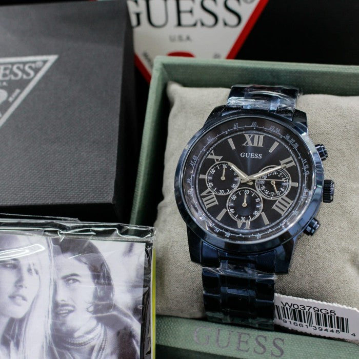  Shop Authentic Guess Horizon Chronograph Black Dial Blue Steel Strap Watch For Men - W0379G5 - Luxxuri