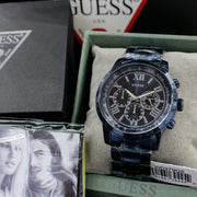  Shop Authentic Guess Horizon Chronograph Black Dial Blue Steel Strap Watch For Men - W0379G5 - Luxxuri