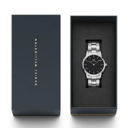  Shop Authentic Daniel Wellington Iconic Link Black Dial Silver Steel Strap Watch For Women - DW00100342 - Luxxuri