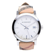  Shop Authentic Burberry The City Silver Dial Brown Leather Strap Watch for Women - BU9025 - Luxxuri