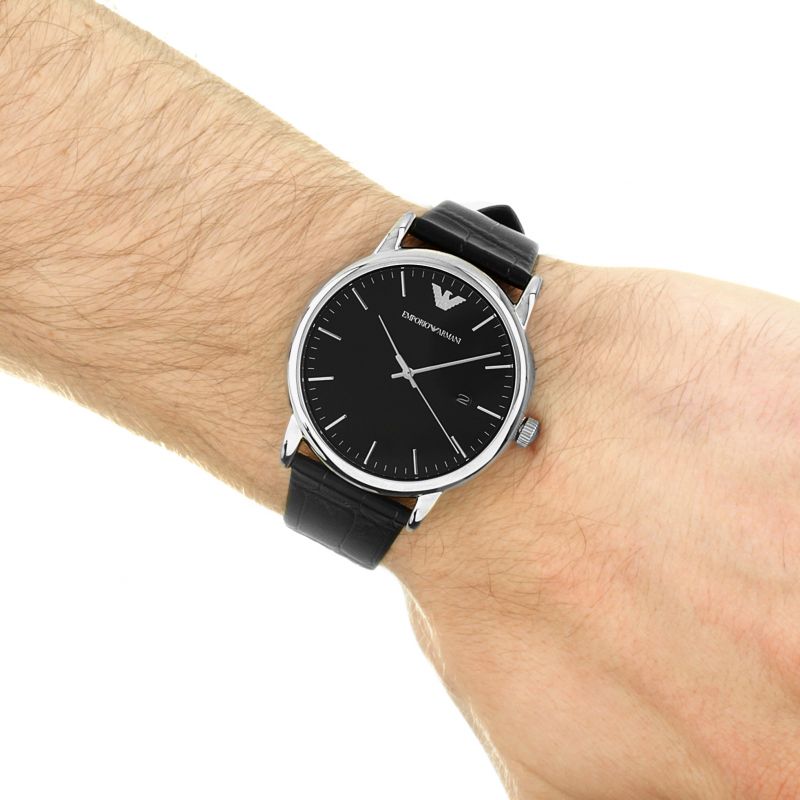  Shop Authentic Emporio Armani Luigi Quartz Black Dial Black Leather Strap Watch For Men - AR2500 - Luxxuri