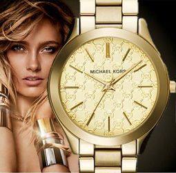  Shop Authentic Michael Kors Slim Runway Gold Dial Gold Steel Strap Watch for Women - MK3335 - Luxxuri