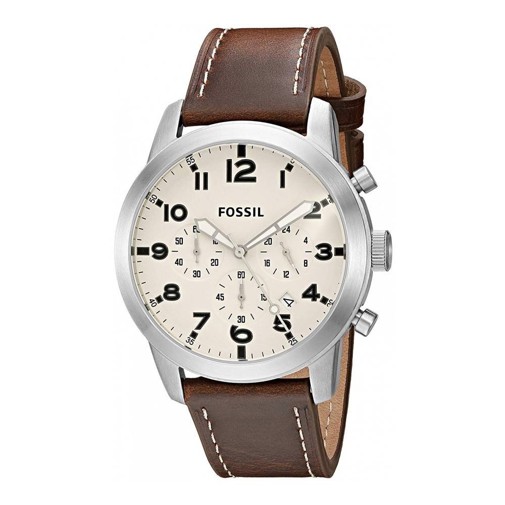  Shop Authentic Fossil Pilot Chronograph White Dial Brown Leather Strap Watch for Men - FS5146 - Luxxuri