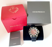  Shop Authentic Emporio Armani Meccanico Automatic Red Dial Black Silicon Strap Watch For Men - AR60070 - Luxxuri