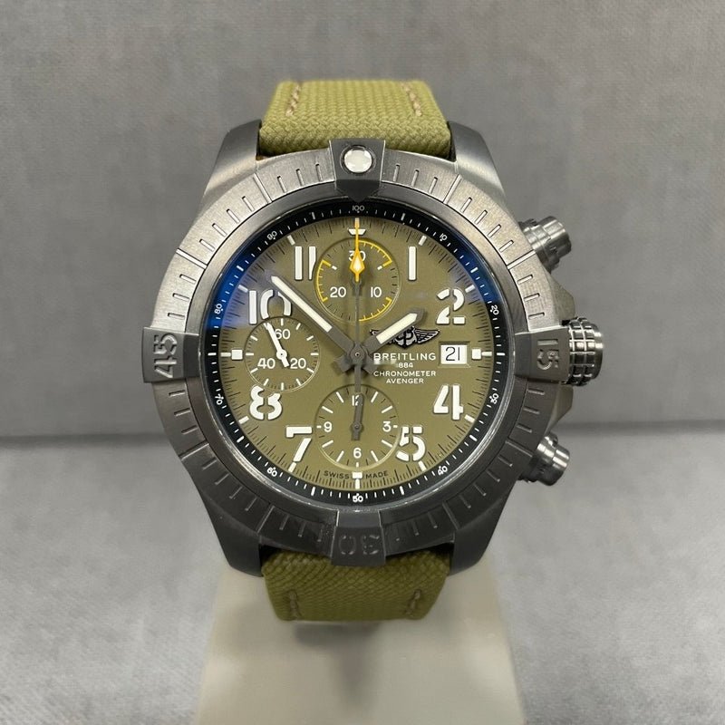  Shop Authentic Breitling Avenger Chronograph 45mm Green Dial Green Nylon Strap Watch for Men - V13317101L1X1 - Luxxuri