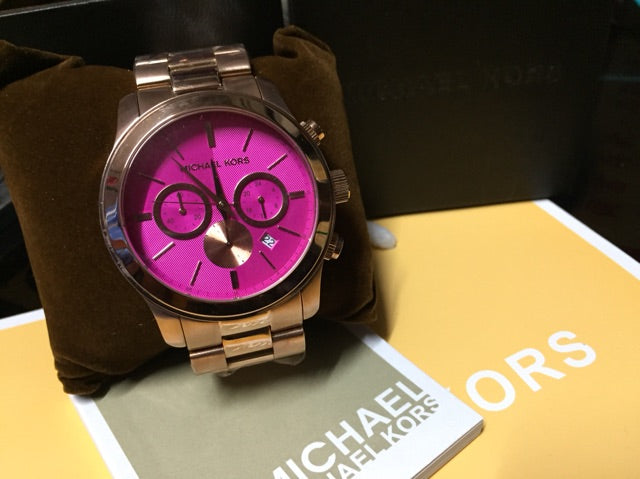  Shop Authentic Michael Kors Runway Pink Dial Rose Gold Steel Strap Watch for Women - MK5931 - Luxxuri