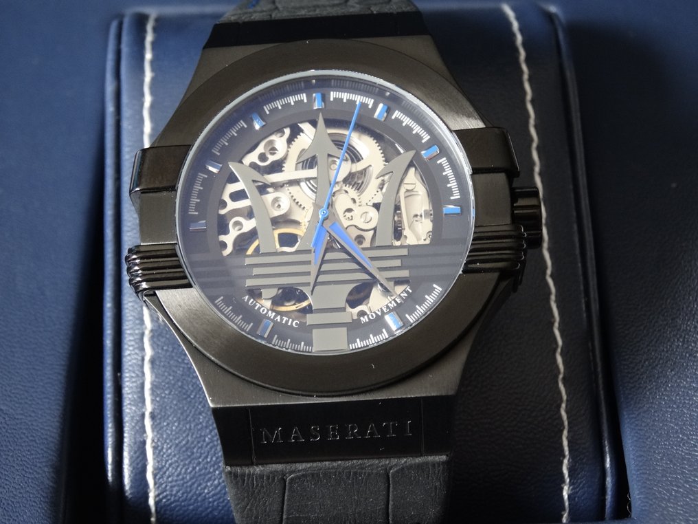  Shop Authentic Maserati Potenza Automatic Black Dial Black Leather Strap Watch For Men - R8821108009 - Luxxuri