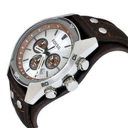  Shop Authentic Fossil Coachman Chronograph Silver Dial Brown Leather Strap Watch for Men - CH2565 - Luxxuri