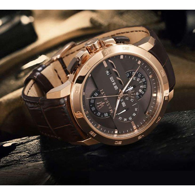  Shop Authentic Maserati Ingegno Chronograph Brown Dial Brown Leather Strap Watch For Men - R8871619001 - Luxxuri