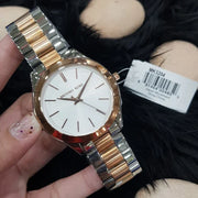  Shop Authentic Michael Kors Slim Runway White Dial Two Tone Watch for Women - MK3204B - Luxxuri