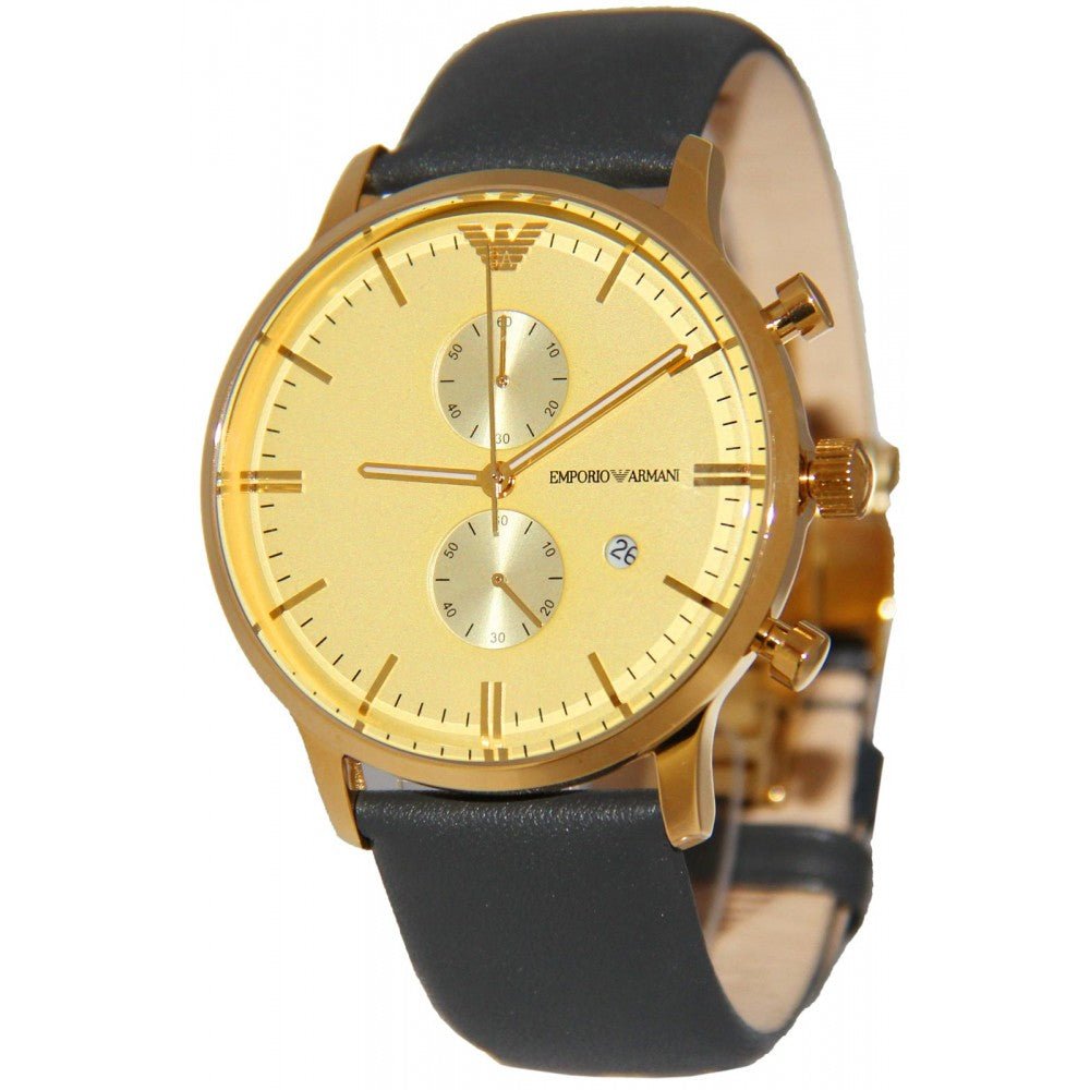  Shop Authentic Emporio Armani Gianni Beige Dial Grey Leather Strap Watch For Men - AR0386 - Luxxuri