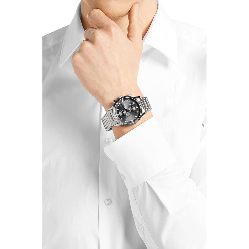  Shop Authentic Hugo Boss Aeroliner Black Dial Silver Steel Strap Watch for Men - 1513181 - Luxxuri