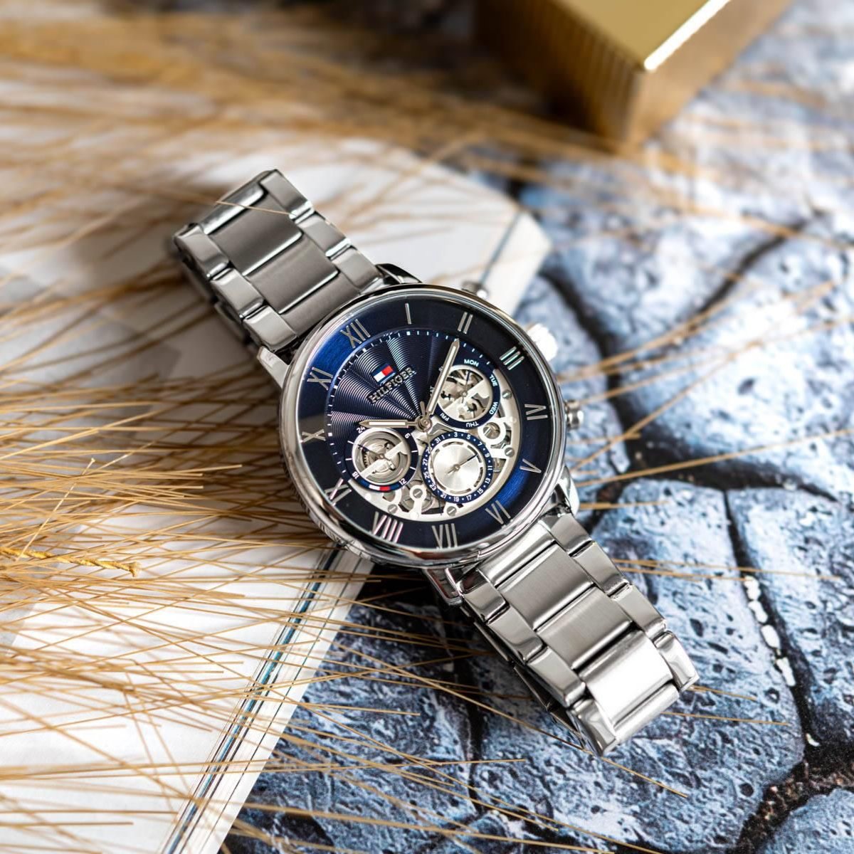  Shop Authentic Tommy Hilfiger Legend Chronograph Blue Dial Silver Steel Strap Watch For Men - 1710569 - Luxxuri