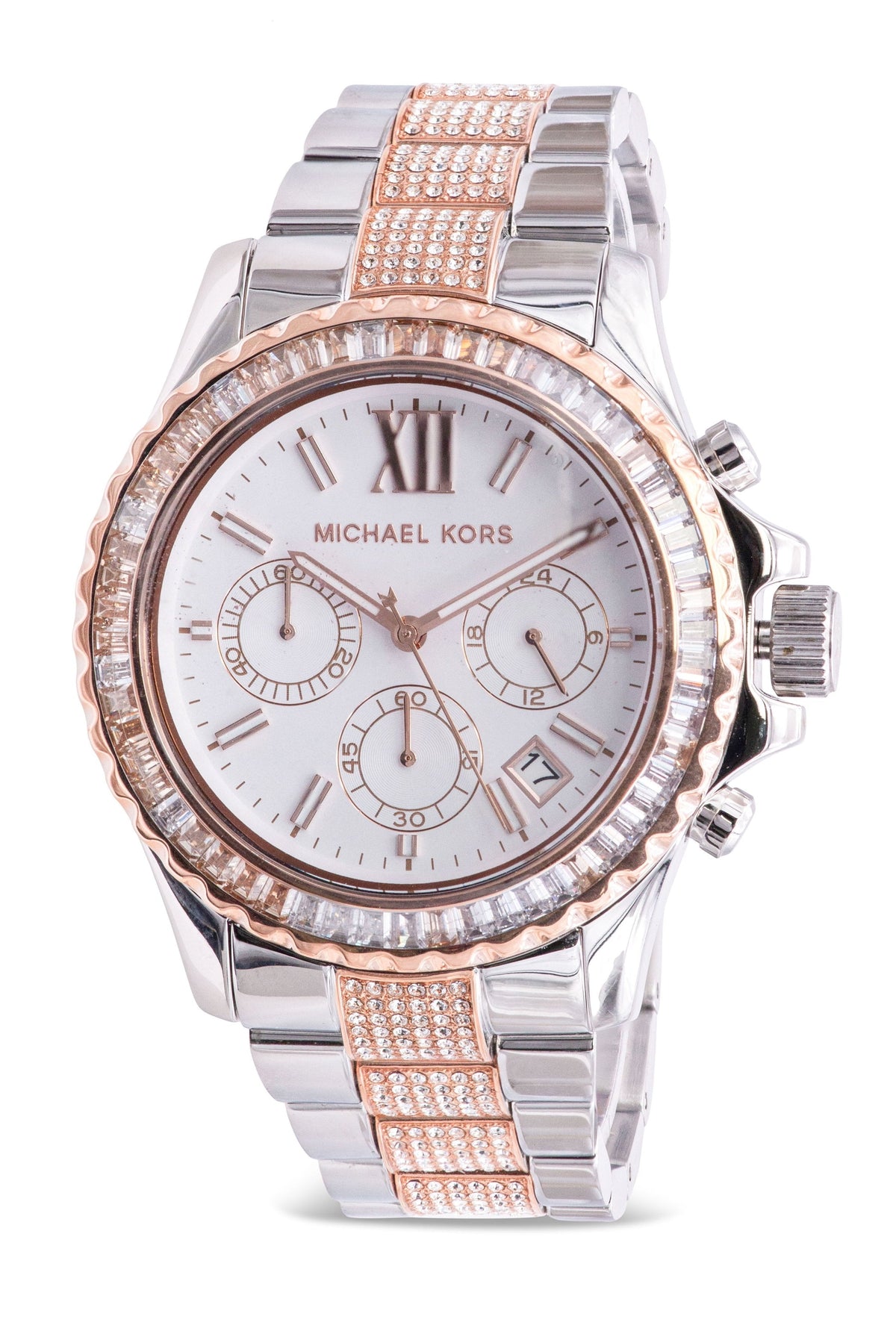  Shop Authentic Michael Kors Whitney Chronograph Silver Dial Two Tone Steel Strap Watch For Women - MK7225 - Luxxuri