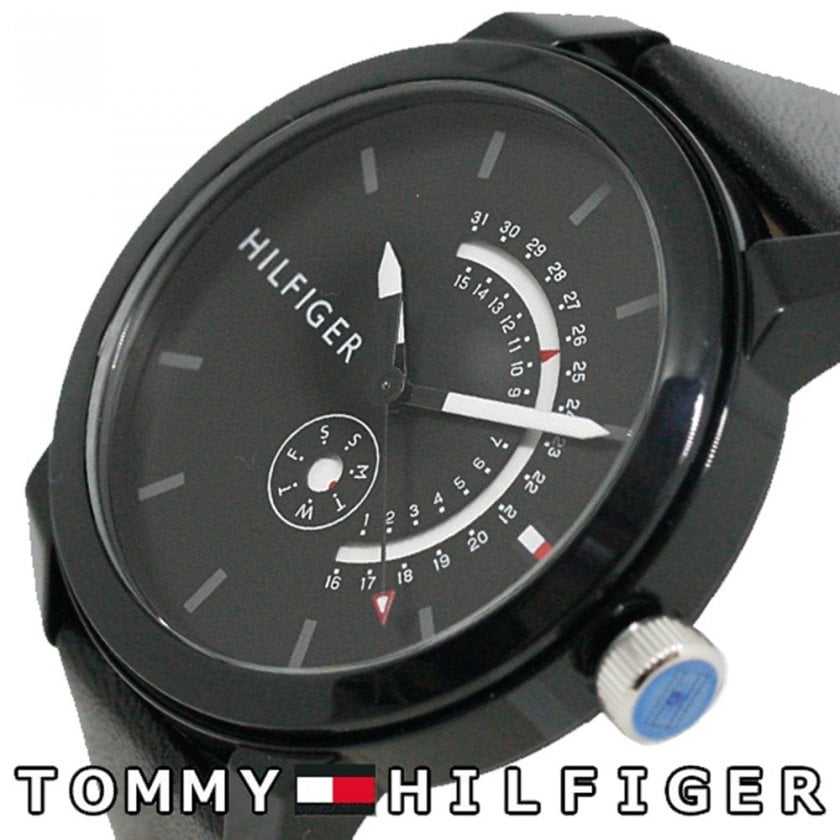  Shop Authentic Tommy Hilfiger Denim Quartz Black Dial Black Leather Strap Watch for Men - 1791479 - Luxxuri